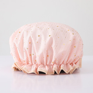 Gorro <span class=keywords><strong>de</strong></span> ducha <span class=keywords><strong>de</strong></span> <span class=keywords><strong>baño</strong></span> reutilizable <span class=keywords><strong>de</strong></span> gran oferta <span class=keywords><strong>de</strong></span> alta calidad, gorro <span class=keywords><strong>de</strong></span> ducha impermeable <span class=keywords><strong>de</strong></span> doble capa con logotipo personalizado para mujer - Product Image 5