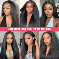 Perruques de cheveux humains Remy vietnamiens Kinky Straight HD transparentes pour têtes noires, avec dentelle frontale et bords 4C pré-épilés