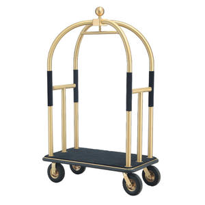 Nuevo Carro <span class=keywords><strong>de</strong></span> Equipaje Tipo Jaula para Pájaros, Carro <span class=keywords><strong>de</strong></span> Metal Dorado con Ruedas para Hotel, Carro <span class=keywords><strong>de</strong></span> Equipaje Tipo Jaula para Pájaros para Conserje - Product Image 5