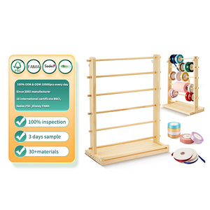 Organizador de Cintas de Madera de 6 Niveles para Manualidades, Almacenamiento de Floristería, Soporte para Bobinas, Suministros para Hacer Coronas, Regalo - Product Image 1
