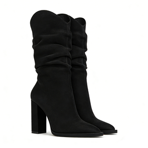 <span class=keywords><strong>Bottes</strong></span> courtes polyvalentes pour <span class=keywords><strong>femme</strong></span>, personnalisées en usine, nouvelle collection automne-hiver, noires, style décontracté, à bout pointu, pour mollets larges, avec talon épais - Product Image 2