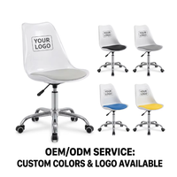 Chaise pivotante légère en plastique pour salle à manger avec base à 5 étoiles plaquée, chaise de bureau de haute qualité pour salle d'étude