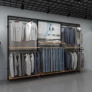 Toko butik furnitur rak dinding baja tahan karat rak tampilan pakaian toko pakaian desain Interior untuk garmen