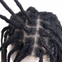 Topper Cheveux Homme 12 Pouces Longs Noirs Dreadlocks Remy Indiens, Prothèse Capillaire Homme en Cheveux Humains avec Base Swiss Lace pour Dreads