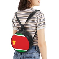 Sac à dos rond en cuir PU avec drapeau régional de la Guadeloupe pour femmes, imprimé numériquement, sac bandoulière portable pour tous les jours