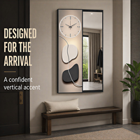 Horloge murale abstraite en miroir, panneau noir beige, art géométrique pour entrée, salon, hôtel, design d'intérieur moderne