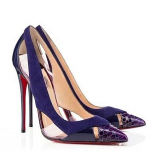 Chaussures à talons hauts pour femmes, style patchwork coloré, bout pointu découpé, talon aiguille fin de 12 cm, grandes tailles US - Product Image 4