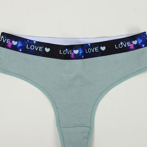 UOKIN Mutandine Sexy da <span class=keywords><strong>Donna</strong></span> con Stampa Love, Vita Bassa, <span class=keywords><strong>Perizoma</strong></span> a Taglio Alto, 100% Cotone, Bianche, Vendita all'Ingrosso con MOQ Basso - Product Image 5