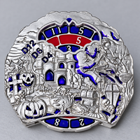 Roue de dés métallique double face 65mm 142g Émail bleu Six dés D20 D10% D12 D8 D6 D4 Jeux de table RPG Halloween