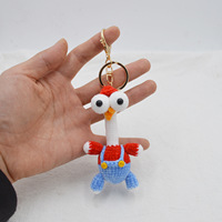Porte-clés oiseau à long cou en crochet fait main porte-clés oiseau coloré avec grands yeux Logo personnalisé pour la décoration de sac