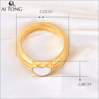 Bague minimaliste en acier inoxydable plaqué or 18 carats, forme de cœur blanc, tendance, personnalisée, section irrégulière, cercle, pour mariage ou fête