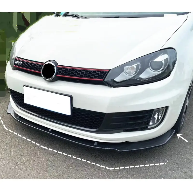 Labbro paraurti anteriore auto per Volkswagen Golf 6 / 6R / 6GTI 2010 2011 2012 2013 VW GOLF MK6 Spoiler Splitter labbro anteriore 3 pezzi stile