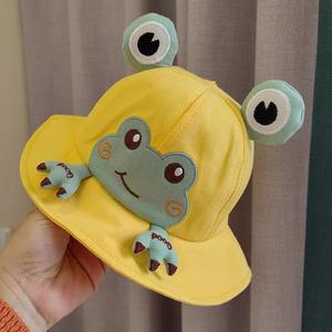 Chapeau Bob de Pêcheur en Coton Uni Brodé Style Image, Protection Solaire Mignonne pour Bébé, Motif Grenouille, Collection Été 2026, Vente en Gros - Product Image 3