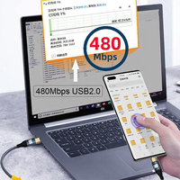 Kabel Transfer Data pengisi daya cepat, kabel Tipe C ke USB C PD 240W 48V 5A USB 4.0