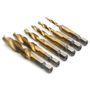 Roktools 탭 드릴 비트 6pcs 고속 스틸 M3-M10 스크류 탭 드릴 비트 미터 스레드 탭 드릴 세트