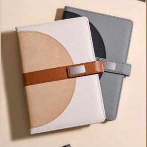 Carnet de notes de luxe personnalisé avec logo d'entreprise, format A5, couverture rigide en cuir PU, 100 feuilles, reliure cousue, cadeau pour le travail - Product Image 4