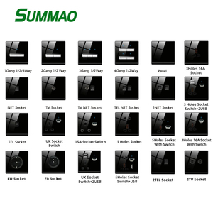 Công Tắc Kính Cường Lực Màu Đen Bảng Điều Khiển Nút Cần Gạt Cá Tính Với Đèn LED Bộ Ổ Cắm Gắn Tường Giấu Kín Loại 86 - Product Image 3