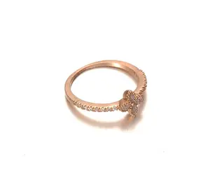 Trendy girls silver with golden color,rose gold flower women wedding band girls gold plated ring