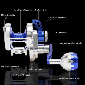 Многоцветная спецификация, катушка с рамой из алюминиевого сплава, большая мощная Рыболовная катушка для морской рыбалки - Product Image 5