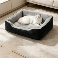 Coussin de canapé pour chien de luxe, portable, pliable, rectangulaire, en peluche, rafraîchissant pour l'été, avec housse amovible à motif de dessin animé, pour animaux de compagnie