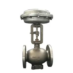 3 way Flanged Carbon Steel Control Valve for Heat Oil 300 degree C With Pneumatic Operator