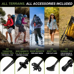 Bastón de Senderismo Telescópico Ligero de Aleación de Aluminio con Bloqueo Rápido Externo, Bastón de Trekking para Escalada, Caminata Nórdica - Product Image 5