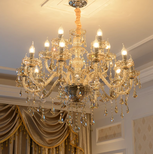 Lustre de luxe éclairage E14 bougie lustre Lustre <span class=keywords><strong>Suspension</strong></span> intérieur cage d'escalier <span class=keywords><strong>salon</strong></span> hôtel hall K9 lustre en cristal - Product Image 4