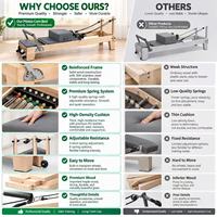 Appareil de Pilates Reformer à ressorts réglables avec lit en bois pour la maison et les studios de yoga