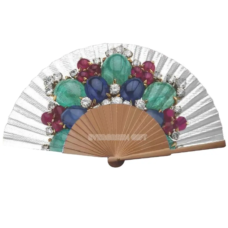 Dễ Thương Bán Buôn Tùy Chỉnh Bằng Gỗ Gấp Tre Hand Fan Với Pouch