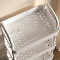 Chariot utilitaire roulant à 3 niveaux en plastique moderne avec roues et poignée, polyvalent pour le stockage du vin et des légumes à la maison