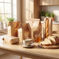 Sacs en papier kraft brun écologiques de qualité alimentaire pour boulangerie, avec fenêtre transparente, impression sérigraphique classique, vente en gros