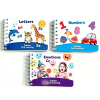 Ensemble de cartes éducatives pour enfants en bas âge, double face, alphabet, chiffres, émotions, avec reliure spirale, en papier