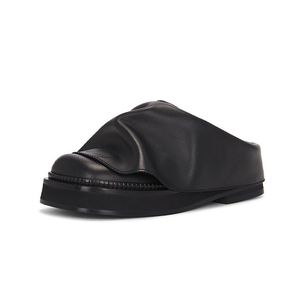 Sandalias de mujer con punta cuadrada, pantuflas con superposición plisada, zapatos planos de suela gruesa para oficina - Product Image 4