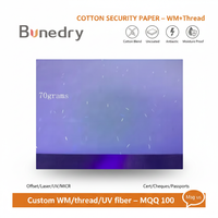 Papel de Seguridad A4 con Hilo de Seguridad, Marca de Agua, Pulpa de Algodón, Antiestático, Resistente a la Humedad, para Impresión de Certificados, Cheques y Documentos Offset