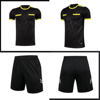 Set kaus seragam wasit sepak bola pria, Set Jersey wasit sepak bola kustom Logo kustom