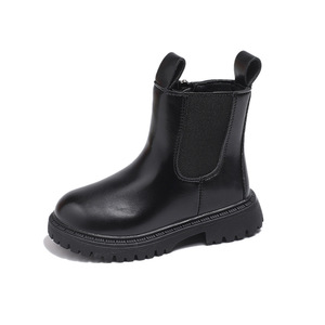 Bottes d'hiver pour enfants, bottines à talons épais de style britannique, bottes en cuir souple pour bébé, chaussures pour garçons et filles, Chaussures Pour Enfants - Product Image 5