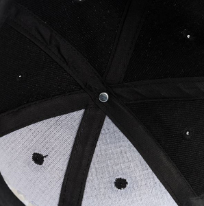 Casquette de baseball structurée à profil moyen, noire, 6 panneaux, avec fermeture à pression, broderie personnalisée, style hip-hop, visière plate, casquettes snapback - Product Image 4