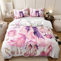 Parure de lit en microfibre imprimée en 3D, motif fleur rose, parfum, robe de soirée noire, housse de couette pour femmes, adolescentes, textile de maison