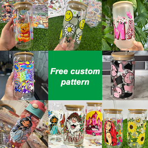 Venta al por mayor UV Cup Wrap Transfers Moda 3D 16oz Vasos Calcomanías Pegatinas Logo <span class=keywords><strong>de</strong></span> Navidad Impermeable y Lavable - Product Image 6