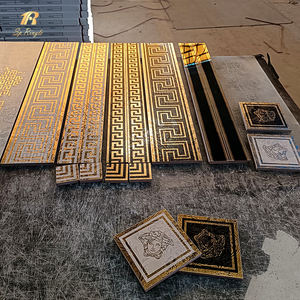 Piastrella Decorativa di Lusso 120x120 con Bordo Dorato e Effetto Legno Opaco per Pavimenti Interni - Product Image 5