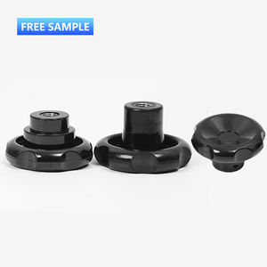 Bouton <span class=keywords><strong>de</strong></span> serrage en bakélite à <span class=keywords><strong>tête</strong></span> noire ondulée <span class=keywords><strong>de</strong></span> 50 mm avec filetage femelle M12 en plastique bakélite - Product Image 1