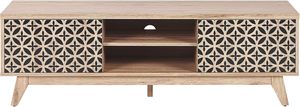 Beliani arredo retrò alla moda per soggiorno arredo effetto luce <span class=keywords><strong>TV</strong></span> Stand credenza 2 ampi vani <span class=keywords><strong>porta</strong></span> <span class=keywords><strong>pannello</strong></span> in legno - Product Image 6
