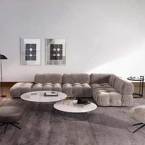Canapé modulaire en velours Mario Lamb, canapé nuage pour petit appartement, salon, mobilier simple, combinaison de meubles, canapé en tissu de loisirs - Product Image 2