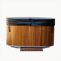 Moderne Hemlock-Holz-Eisbadewanne in ovaler Form für den Außenbereich zur Muskelregeneration, geeignet für Hotel- und Fitnessanlagen, für 1 Person, mit Kühler