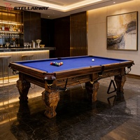 Mesa de Billar STELLARWAY Personalizada de Lujo, Tallada, de 7, 8 y 9 Pies, Estilo Europeo Clásico Marrón con Exquisitos Detalles Tallados a Mano