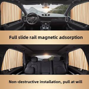 ม่านบังแดดรถยนต์ไนลอนพีวีซีแบบยืดหดได้พร้อมรางแม่เหล็กภายในรถเข็นม่านหน้าต่างด้านข้างฉนวนกันความร้อนสำหรับเด็ก - Product Image 2