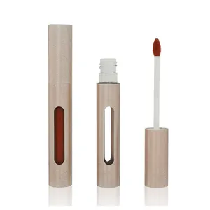 High-end Empty 4ml Brushed Rose Gold Metal/aluminum Lip Gloss Tubes/bottle/container With Double WindowS And Heart Shaped Brush