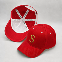 Casquette de baseball rouge personnalisable avec broderie, six panneaux, en coton, sangle réglable, chapeau de haute qualité, vente en gros, fabricant