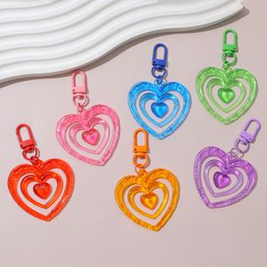 Sweet Acrylic Heart-shaped Pendant Keychain for Girls, Mobile Phone Hanger, Bag <b>Accessory</b>, Pendant for Bags - Product Image 4