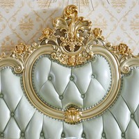 Lit double en chêne massif sculpté de 18 mètres, style français, design européen, lit de mariage de luxe doré, taille king-size, fabriqué en Chine